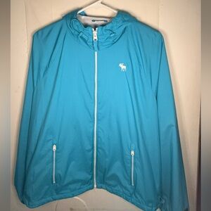 Abercrombie & Fitch Teal Rain Jacket with Logo